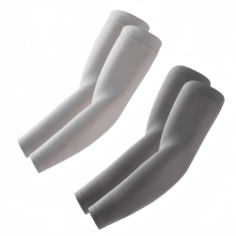 ROXUN 2 Pairs Arm Sleeves, Cooling UV Sun Protection Sports Compression for Men/Women Dark Gray+Light Gray - Image 1