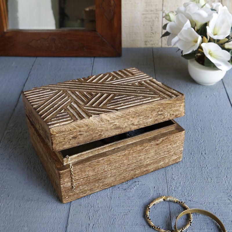 indya STORE Handmade Wooden Jewelry Keepsake Box Storage Organizer Multipurpose Box Gift Boxes for Women Mother's Day Gift - Image 2