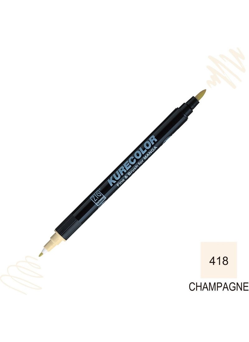 Zig Kurecolor Mangaka Fine&brush Double-Sided Pen CNKC-2200 No 418 Champagne  - Image 4