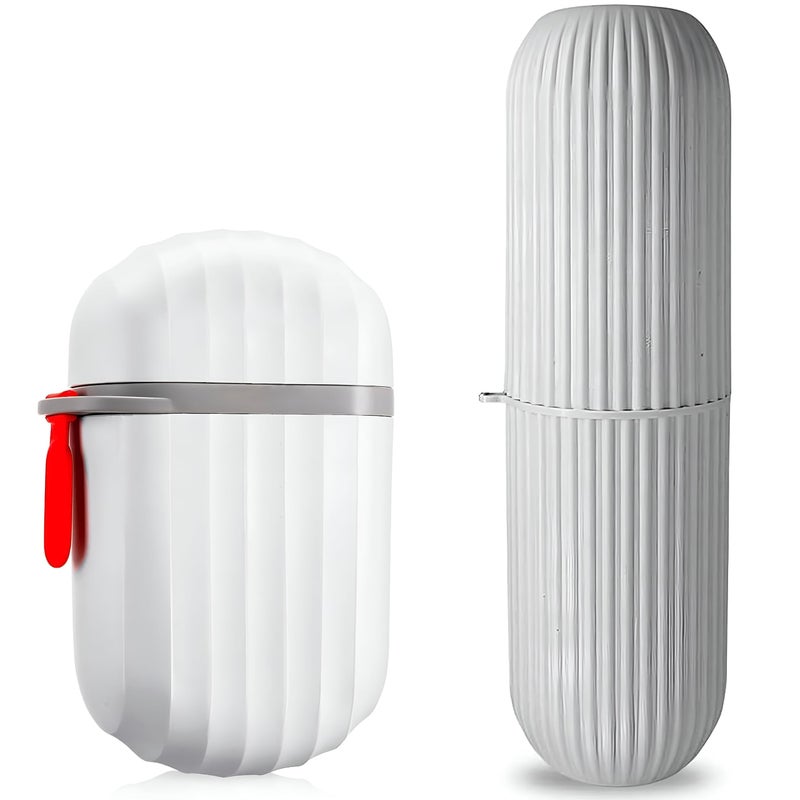 Aseenaa Combo Capsule Shape Plastic Portable Toothbrush Case Holder with Soap Case Holder, Storage Box Container Bathroom Organizer for Travel, Indoor & Outdoor | Pack of 2 | Color : Multi - Image 1