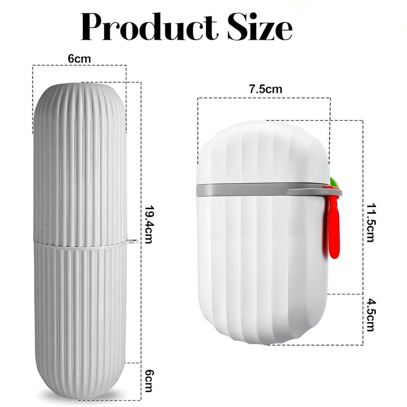 Aseenaa Combo Capsule Shape Plastic Portable Toothbrush Case Holder with Soap Case Holder, Storage Box Container Bathroom Organizer for Travel, Indoor & Outdoor | Pack of 2 | Color : Multi - Image 2