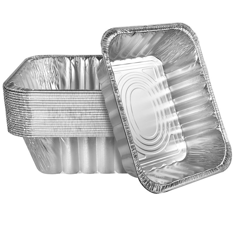 NYHI 9 x 13 4 Inches Deep Aluminum Foil Pans 20 Pack Durable Disposable Grill Drip Grease Tray Half Size Extra Deep Steam Pan and Oven Buffet Trays Food Containers for Catering Baking Roasting