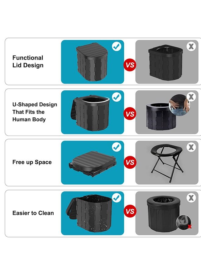 Arabest 2025 Upgrade XL Grey Portable Toilet for Camping, Portable Folding Toilet with Lid, Porta Potty Car Toilet Bucket Toilet Portable Potty for Adults, Travel Toilet for Camping Hiking Boat Trips Beach  - Image 3
