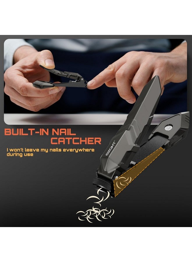 SZQHT Nail Clippers,Precise And Durable Toe Nail Clippers With Catcher And Nail File,Fingernail Clippers Forthick Nails,Nail Cutter Without Mess For Men And Women(Gray) - Image 3