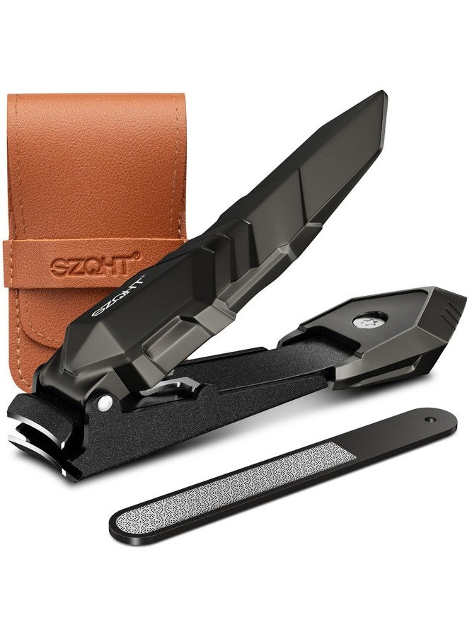 SZQHT Nail Clippers,Precise And Durable Toe Nail Clippers With Catcher And Nail File,Fingernail Clippers Forthick Nails,Nail Cutter Without Mess For Men And Women(Gray) - Image 1