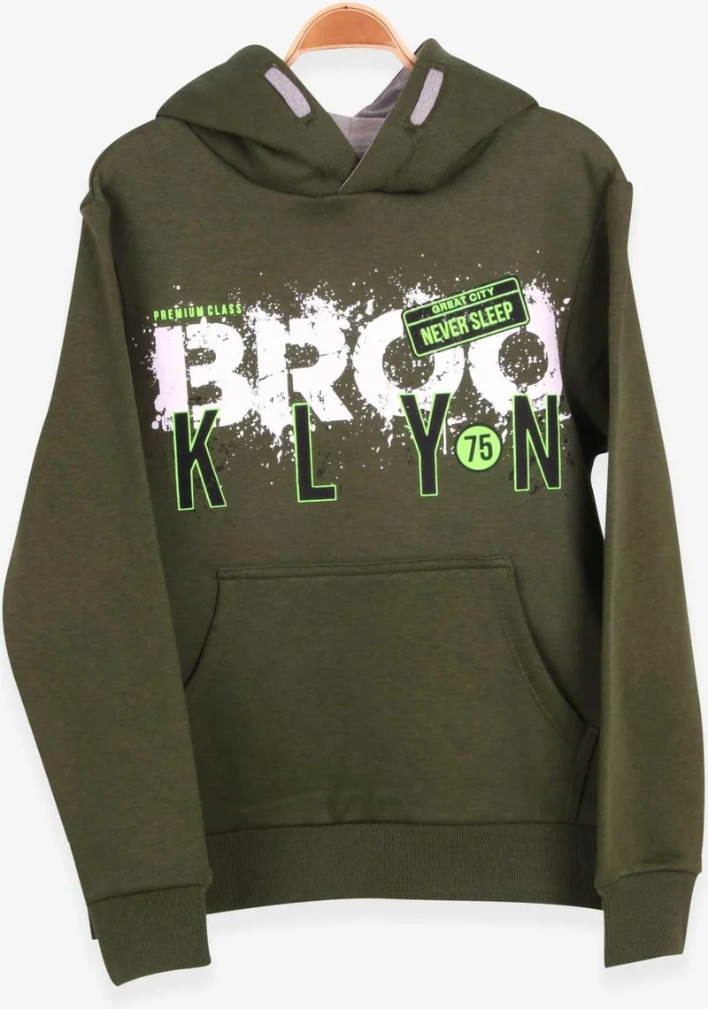 Breeze Boys Text Printed Sweatshirt Khaki Green (9-16 Years)