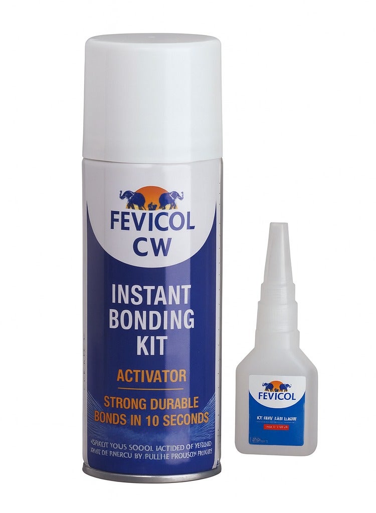 Fevicol CW Instant Bonding Kit 400ml+100ml– Super Strong Adhesive Glue with Activator Spray, Quick Dry, Durable Bonds in 10 Seconds - Image 1