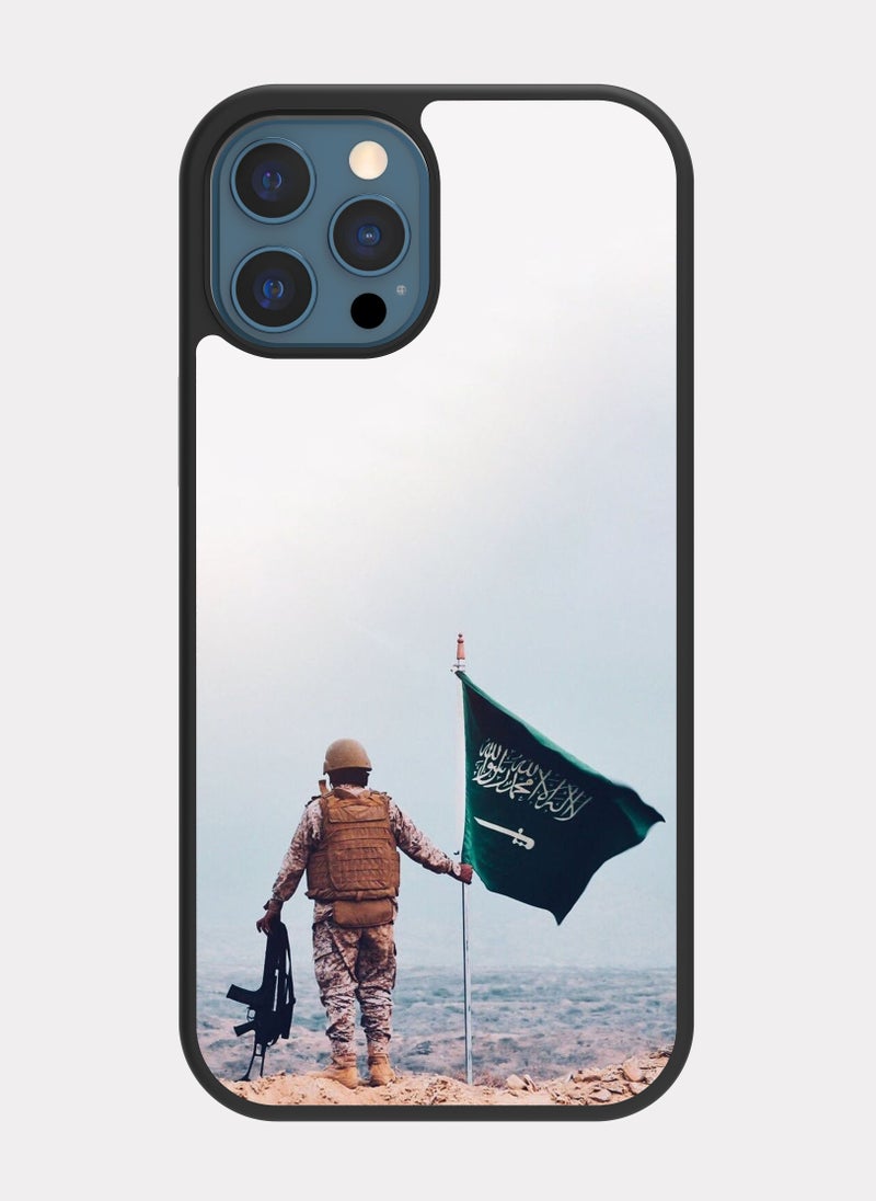 PXLAAT iPhone 12 Pro Max case cover Saudi Soldier with Flag - Image 1