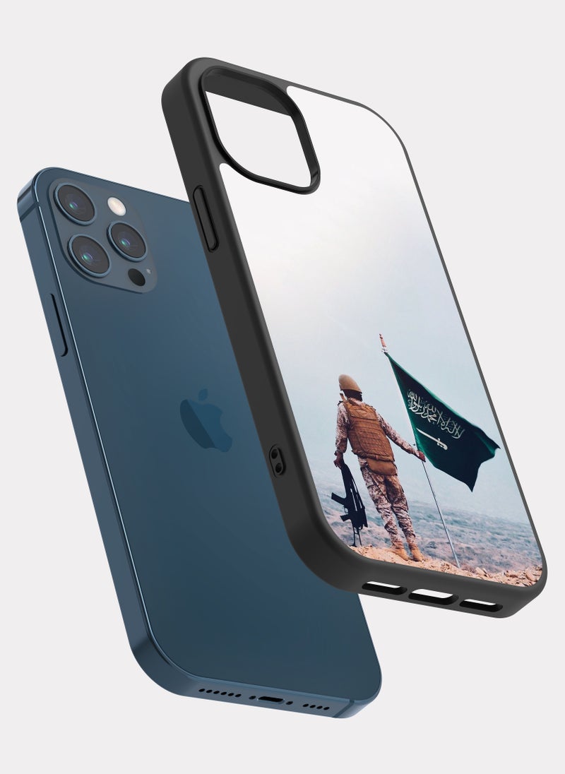 PXLAAT iPhone 12 Pro Max case cover Saudi Soldier with Flag - Image 2