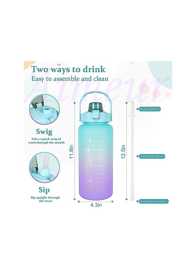Zaboon Bottles Set Of 3 2000Ml+900Ml+500Ml Bpa Free Motivational Sports Water Bottle With Straw Time Capacity Marker Large Gym Cycling Water Bottle Cup Jug For Kids School Fitness - Image 4