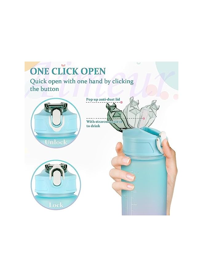 Zaboon Bottles Set Of 3 2000Ml+900Ml+500Ml Bpa Free Motivational Sports Water Bottle With Straw Time Capacity Marker Large Gym Cycling Water Bottle Cup Jug For Kids School Fitness - Image 3