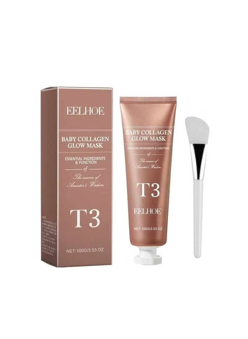 EELHOE Collagen Mask, Baby Collagen Glow Mask, Collagen Peel Off Mask, Hydrating Mask for Anti-Wrinkle, Anti-Aging, Pore Tightening, Firming Lifting Glowy Skin - Image 1