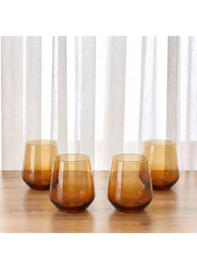DANUBE HOME Rakle Tumbler Glass Set 4Pc 425ml Drinking Glasses