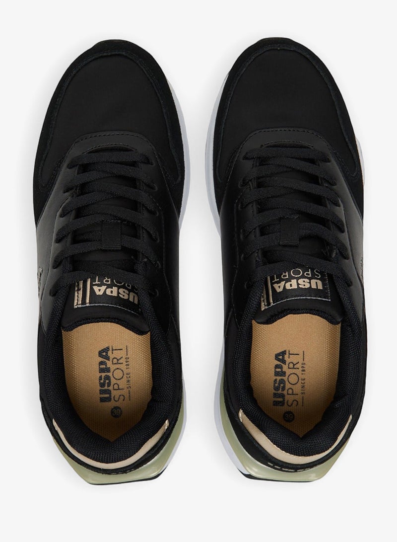 U.S. Polo Assn. Women's Black Low-Top Sneakers with Gold Heel Accent - Casual Lace-Up Design Shoes with Comfort Cushioned Sole for Everyday Style - Image 5