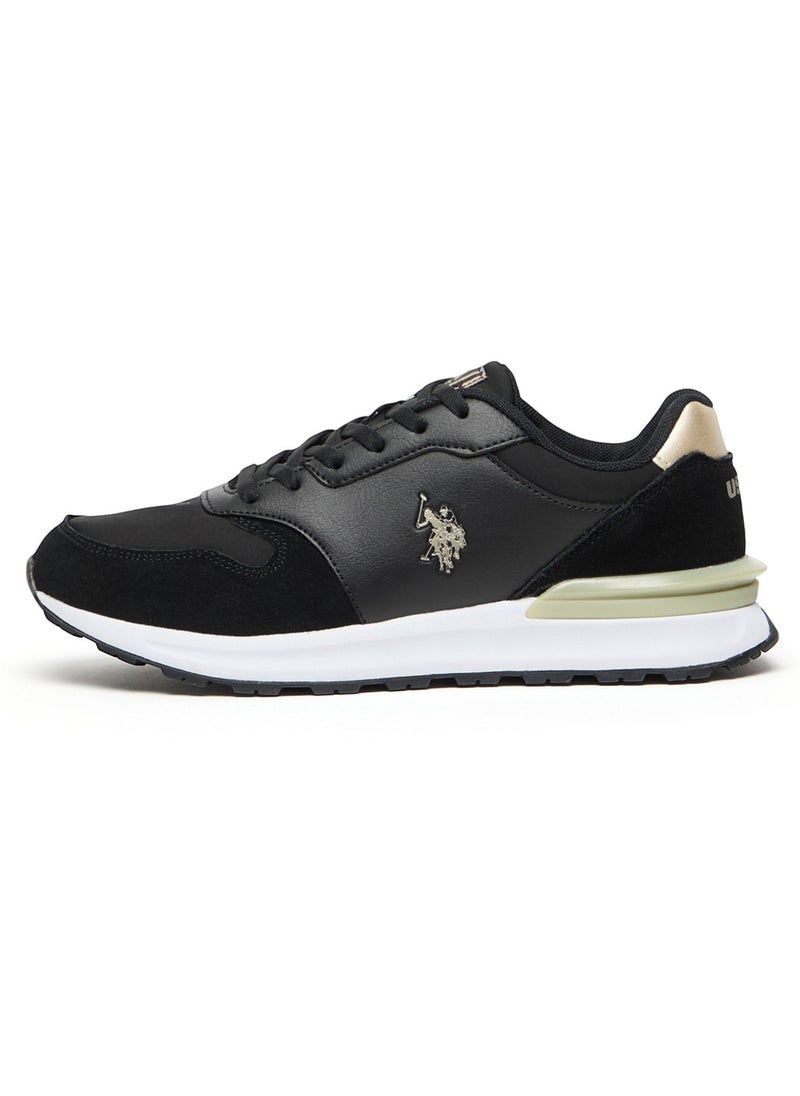 U.S. Polo Assn. Women's Black Low-Top Sneakers with Gold Heel Accent - Casual Lace-Up Design with Comfort Cushioned Sole for Everyday Style  - Image 2