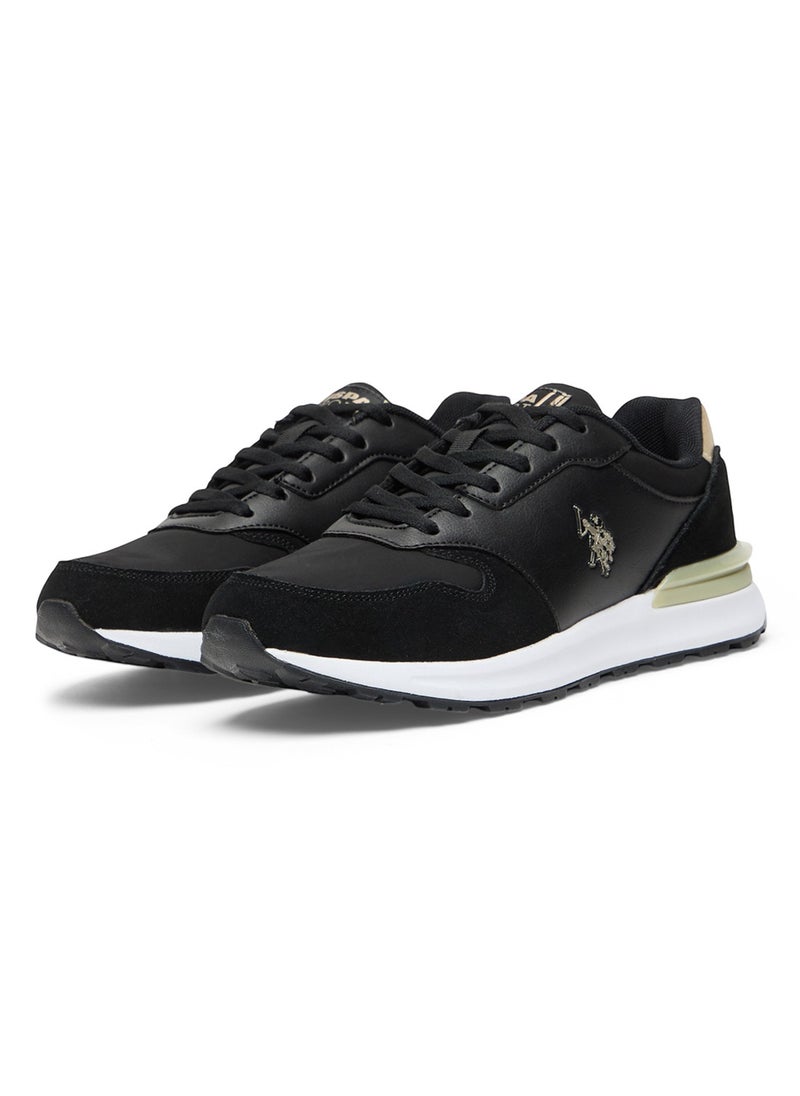 U.S. Polo Assn. Women's Black Low-Top Sneakers with Gold Heel Accent - Casual Lace-Up Design with Comfort Cushioned Sole for Everyday Style  - Image 3