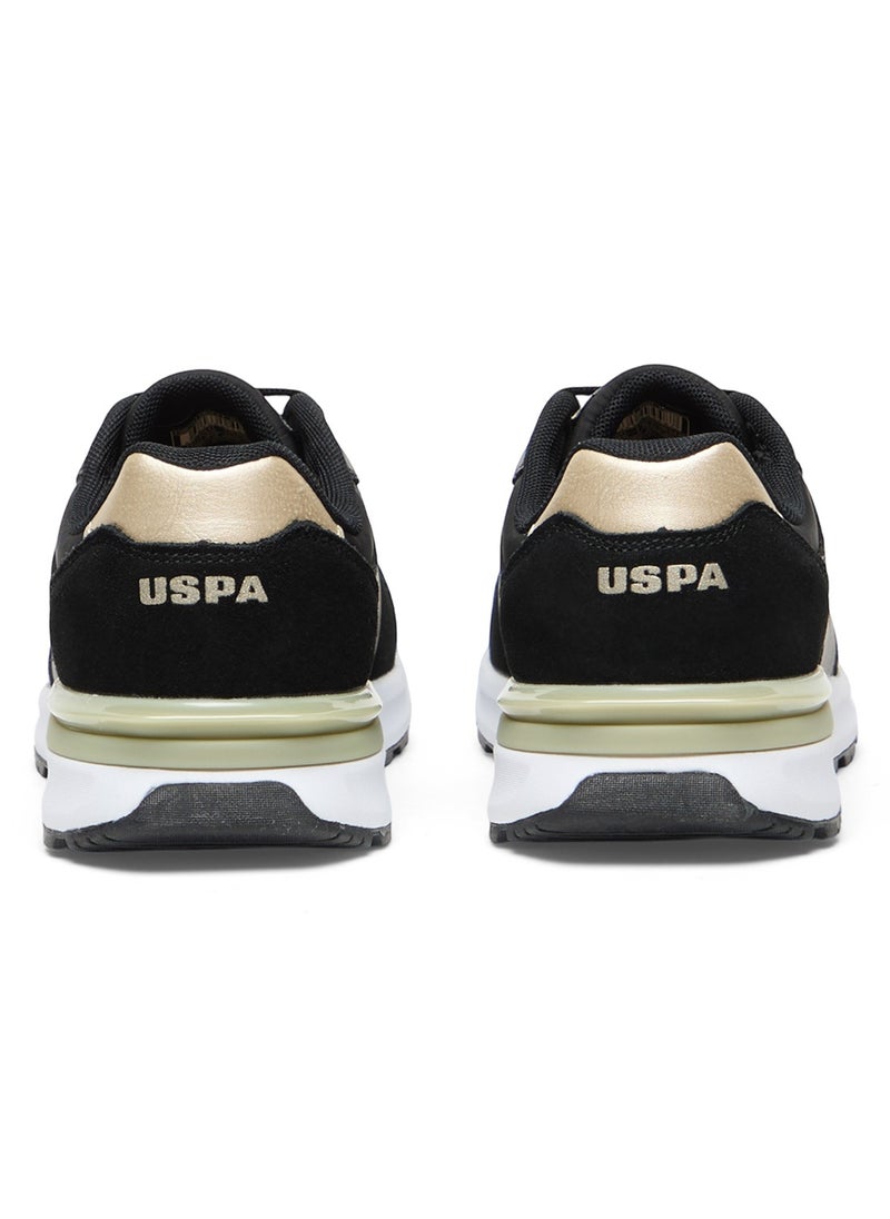 U.S. Polo Assn. Women's Black Low-Top Sneakers with Gold Heel Accent - Casual Lace-Up Design with Comfort Cushioned Sole for Everyday Style  - Image 4