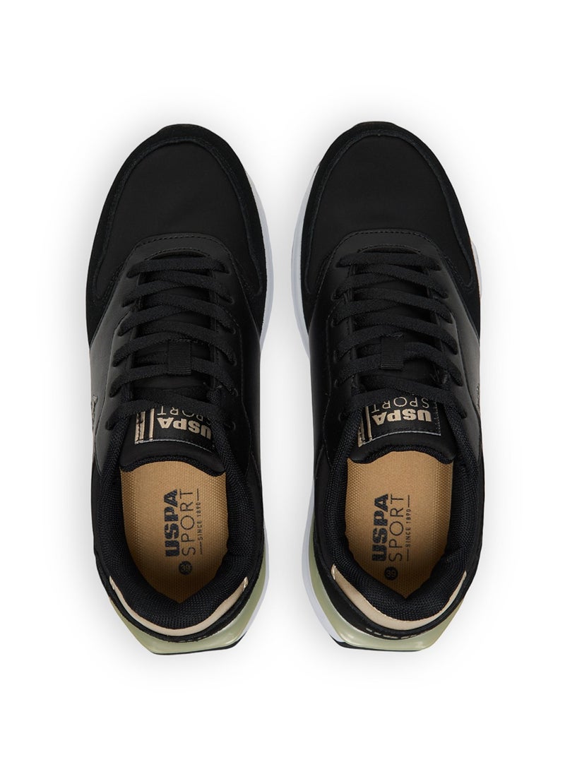 U.S. Polo Assn. Women's Black Low-Top Sneakers with Gold Heel Accent - Casual Lace-Up Design with Comfort Cushioned Sole for Everyday Style  - Image 5