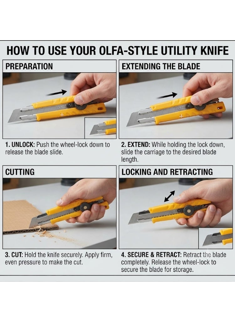 Olfa L-1 All-Purpose Heavy Duty Knife Cutter with a Snap - Off Blade - Single Knife - Image 3
