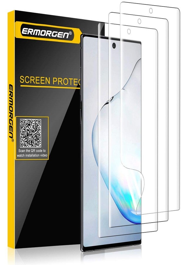 Ermorgen (3 Pack) TPU Screen Protector Compatible for Samsung Galaxy Note 10 High Definition Edge to Edge (Full Coverage) Case Friendly Anti-Scratch Bubble-Free - Image 1