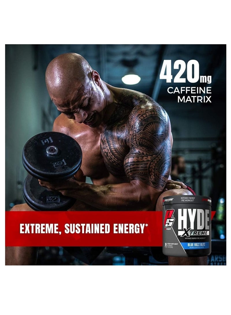 ProSupps Hyde Xtreme Energy Pre-Workout Powder Blue Razz 30 Servings (210g) - Image 3