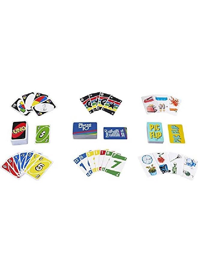 Mattel Games Uno, Phase 10 And Pic Flip Bundle Tin, 3 Mattel Card Games For Players 7 Year Olds & Up, Decorative Storage Tin, Gift For Kid, Family & Adult Game Night 7 Years & Older  - Image 3