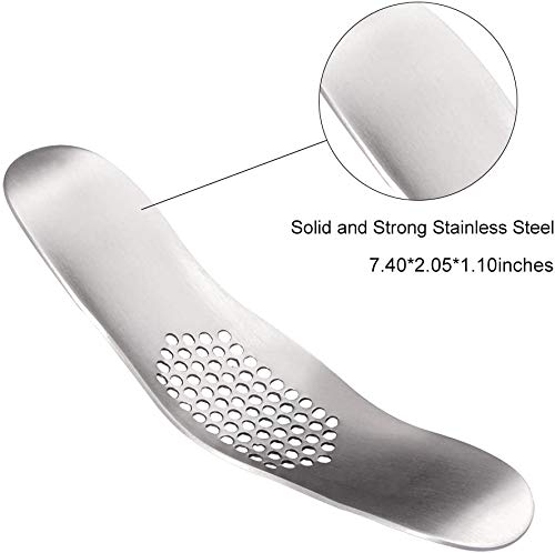 Fu Store Garlic Press 304 Stainless Steel Garlic Rocker Mincer Food Grade with Silicone Peeler Garlics, Color Random Peeler - Image 3