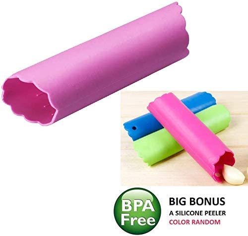 Fu Store Garlic Press 304 Stainless Steel Garlic Rocker Mincer Food Grade with Silicone Peeler Garlics, Color Random Peeler - Image 4