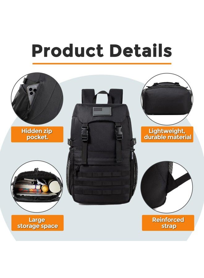 AZULDEZ Small Tactical Backpack 20L – Mini Military Molle EDC Daypack, Water Repellent Assault Pack for Hiking, Camping & Outdoor - Image 4