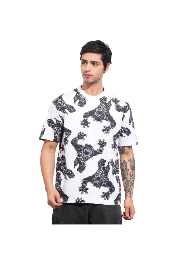 بيينغ هيومان Mens White Round Neck Short Sleeve T-Shirt