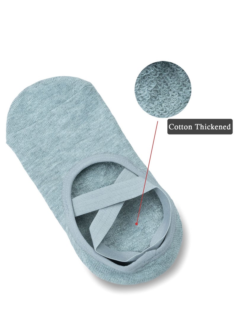 4-Pack Non-Slip Toeless Yoga Socks – Cross Back Straps & Cushioned Sole for Pilates, Barre & Fitness | Breathable Low-Cut Design (Black/Charcoal/Gray/Pink)  - Image 5
