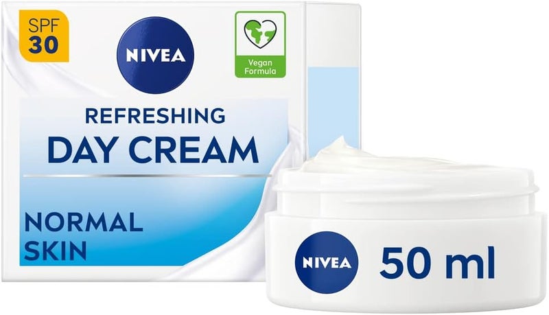 NIVEA Refreshing Day Cream 50ml Day Cream for Women Provides 24 Hour Moisture NIVEA Face Cream Enriched with Vitamin E and SPF 30 for Normal Skin