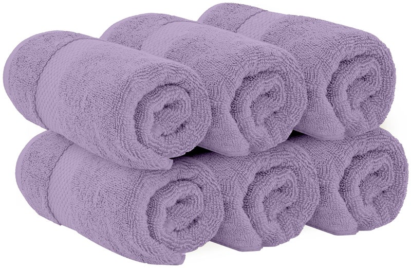 White Classic Luxury Lavender Hand Towels - Soft 100% Turkish Cotton | Highly Absorbent Hotel spa Bathroom Towel Collection | 16x30 Inch | Set of 6 - Image 3