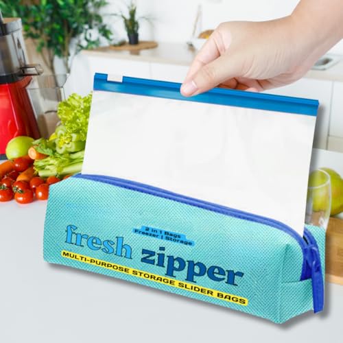 GREENTWISH Fresh Zipper (Pack of 20) Storage Slider Bags, Freezer and Microwave Safe, Reusable LDPE, Transparent, Travel Packing, Ziplock Vegetable Fridge Food Bag | Size: 9 x 10 Inch (Medium) - Image 1
