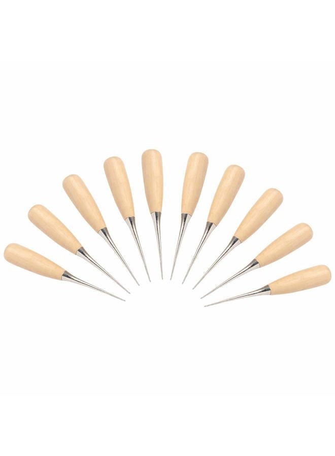 WUTA Leather Craft Awl Tools Leather Hole Punch Tool Sewing Punching Hole Maker Stitching Over Stitch Wood Handle 10 Packs - Image 1