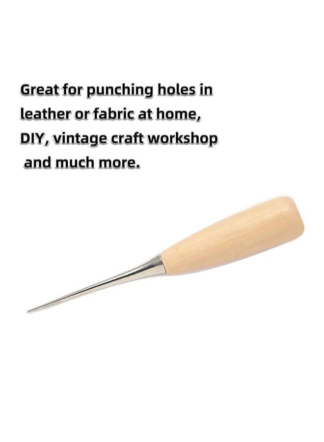 WUTA Leather Craft Awl Tools Leather Hole Punch Tool Sewing Punching Hole Maker Stitching Over Stitch Wood Handle 10 Packs - Image 2