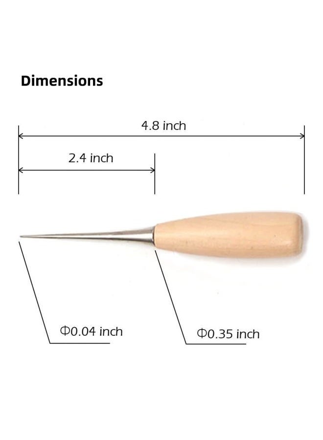 WUTA Leather Craft Awl Tools Leather Hole Punch Tool Sewing Punching Hole Maker Stitching Over Stitch Wood Handle 10 Packs - Image 3