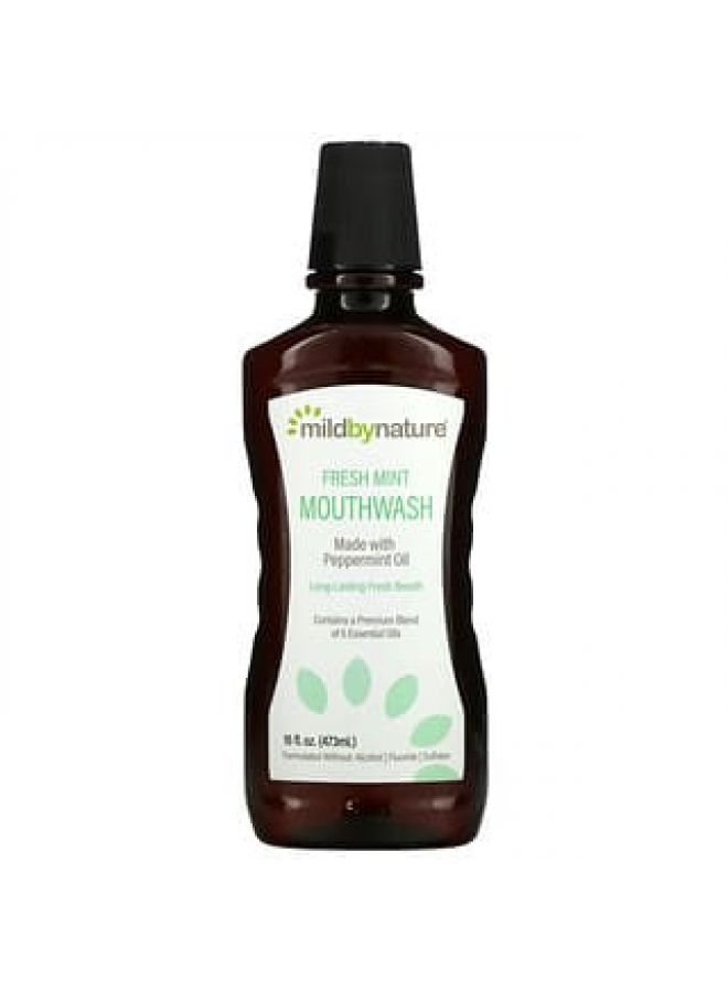mild by Nature Mild By Nature, Mouthwash, Made with Peppermint Oil, Long-Lasting Fresh Breath, Fresh Mint, 16 fl oz (473 ml)