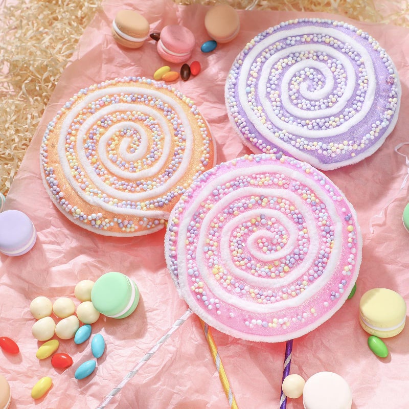 JellyArch 6 Pcs 16'' Large Candy Party Decorations Giant Lollipop Candies Prop Decor with Sticks for Christmas Tree Pastel Lollipop Photo Prop for Valentines Birthday Candy Party(Macaron Color) - Image 3