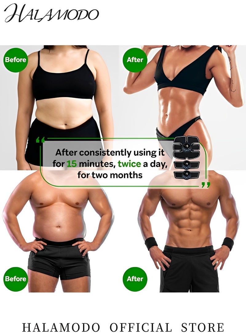 هالامودو جهاز تحفيز عضلات البطن، جهاز تمارين عضلات البطن قابل لإعادة الشحن عبر USB، معدات تدريب القوة للبطن والذراع والساق للرجال والنساء - Image 4