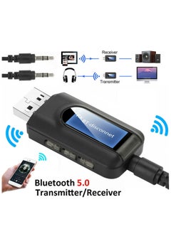 USB Bluetooth 5.0 Transmitter Receiver for TV, Portable Wireless Bluetooth Adapter, 3.5mm Jack Audio Bluetooth Transmitter for PC, Sound Card, Car, Headphones, Speakers