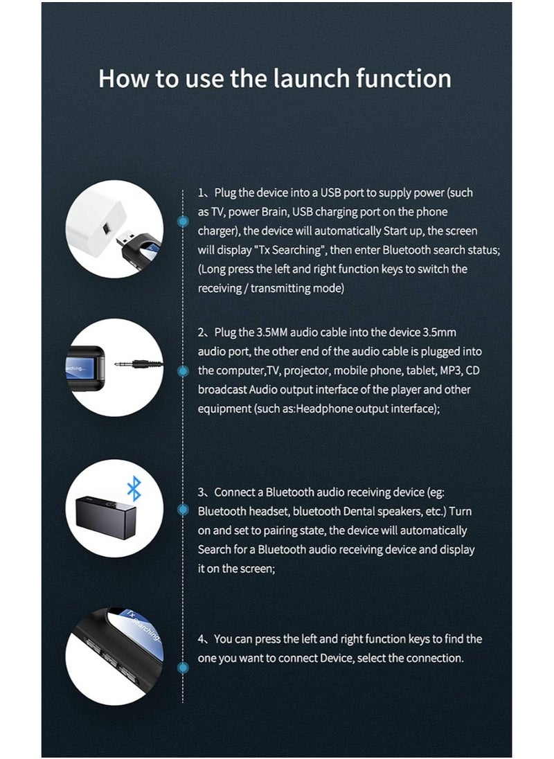 ARNOTEC - USB Bluetooth 5.0 Transmitter Receiver for TV, Portable Wireless Bluetooth Adapter, 3.5mm Jack Audio Bluetooth Transmitter for PC, Sound Card, Car, Headphones, Speakers - Image 1