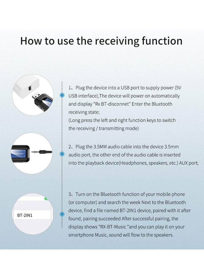 ARNOTEC - USB Bluetooth 5.0 Transmitter Receiver for TV, Portable Wireless Bluetooth Adapter, 3.5mm Jack Audio Bluetooth Transmitter for PC, Sound Card, Car, Headphones, Speakers - Image 1