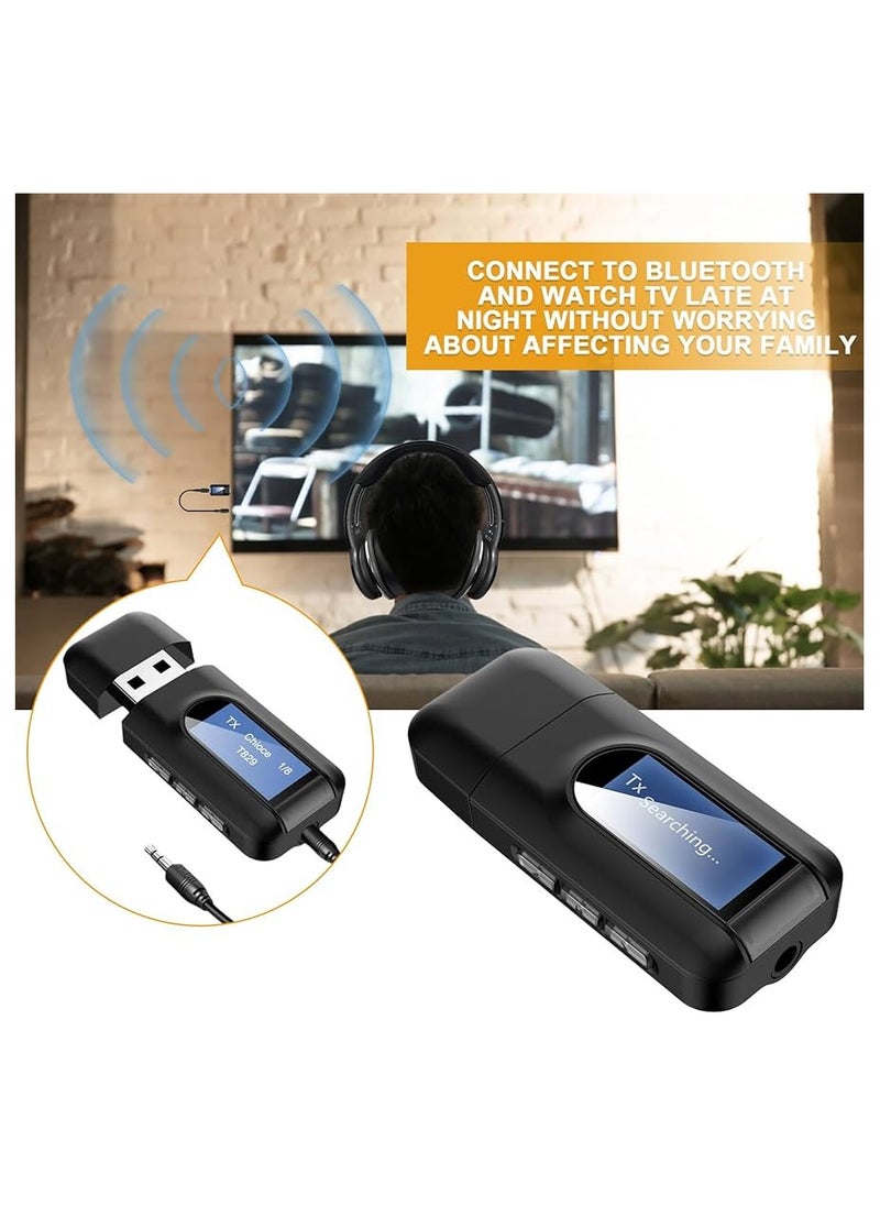 ARNOTEC - USB Bluetooth 5.0 Transmitter Receiver for TV, Portable Wireless Bluetooth Adapter, 3.5mm Jack Audio Bluetooth Transmitter for PC, Sound Card, Car, Headphones, Speakers - Image 1