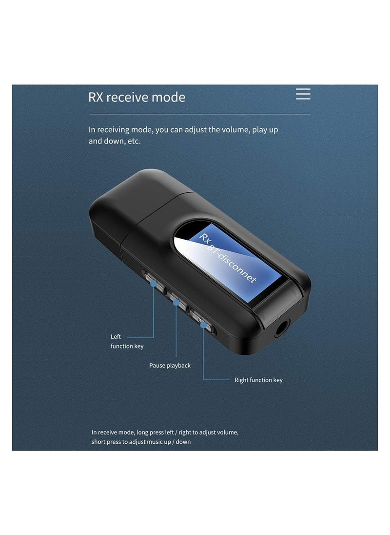 ARNOTEC - USB Bluetooth 5.0 Transmitter Receiver for TV, Portable Wireless Bluetooth Adapter, 3.5mm Jack Audio Bluetooth Transmitter for PC, Sound Card, Car, Headphones, Speakers - Image 1