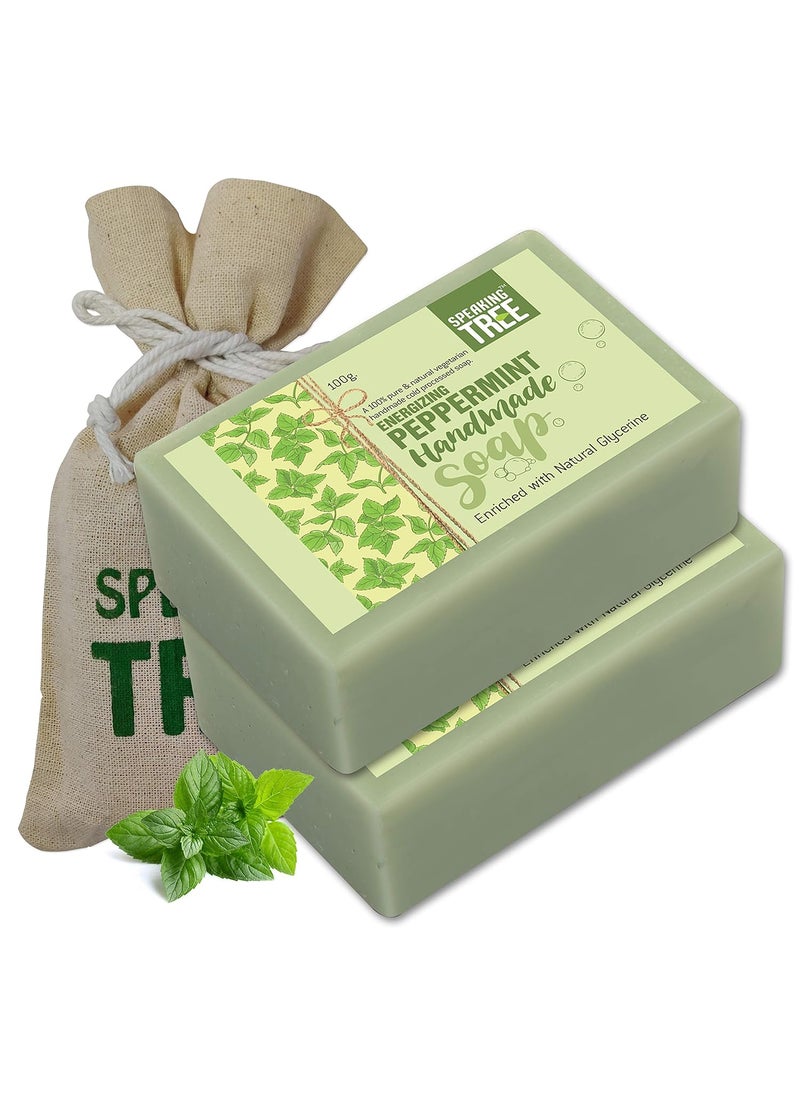 Speaking Tree Speaking tree Peppermint Handmade Soap Enriched with Natural Glycerin 100 gms Pack of 2  - Image 1