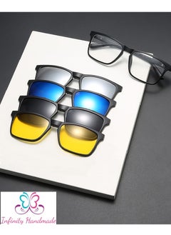 Generic Unisex sunglasses featuring a TR90 base frame with four magnetic replacement lenses in various colors, polarized sunglasses, superior UV400 protection, and an elegant leather case, perfect for a special gift. Exclusively from INFINITYHANDMADE.  - Image 2