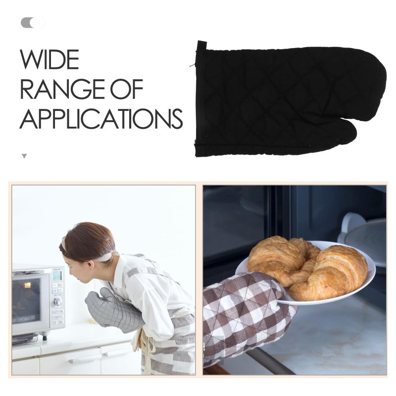Heat Resistant Oven Mitt Glove Thickened Cotton Black Single For Baking Cooking BBQ - Image 4