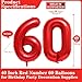 Lovoir Red 60 Number Balloons 40 Inch Giant Number 60 Balloons Foil Mylar Helium Red Number Balloons for 60th Birthday Party Supplies Anniversary Event Celebration Decorations - Image 4