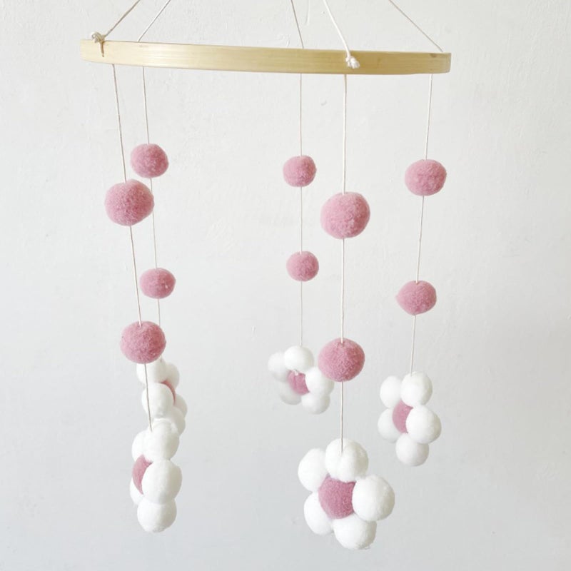 Stone Felt Flower Crib Mobile for Baby Boys Girls Infant Nursery Decoration Hanging Toy - Image 5